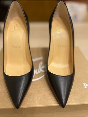 Christian Louboutin Black Pointed-Toe Leather Pumps